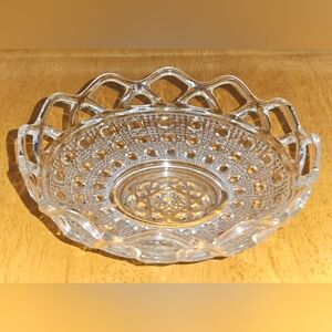 Vintage Imperial Pressed Glass Button and Lace Edge Bowl 1950s